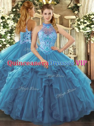 Sleeveless Beading and Ruffles Lace Up Sweet 16 Dresses