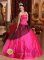 Dortmund Hot Pink For Brand New Quinceanera Dress Embroidery and Sweetheart with Beading