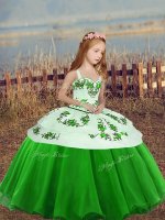 Stunning Embroidery Little Girls Pageant Dress Wholesale Lace Up Sleeveless Floor Length