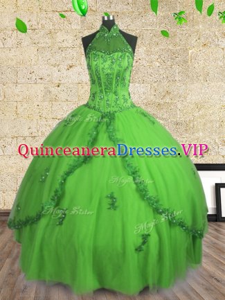 Halter Top Sleeveless Lace Up Vestidos de Quinceanera Tulle