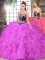 Tulle Sleeveless Floor Length Ball Gown Prom Dress and Beading and Embroidery