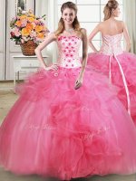 High Class Sleeveless Beading and Appliques and Ruffles Lace Up Quince Ball Gowns(SKU PSSW0354MTBIZ)