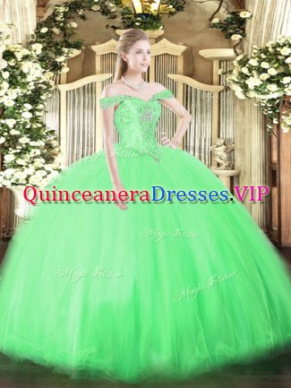 Fantastic Off The Shoulder Neckline Beading Sweet 16 Dress Sleeveless Lace Up