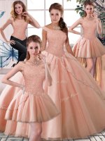 Peach Tulle Lace Up Sweet 16 Dresses Sleeveless Brush Train Beading(SKU SJQDDT2083008BIZ)