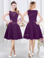 Knee Length Purple Dama Dress Bateau Sleeveless Zipper