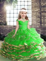 Superior Sleeveless Beading and Ruching High Low Little Girls Pageant Dress Wholesale