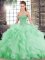 Sleeveless Brush Train Lace Up Beading and Ruffles Quince Ball Gowns