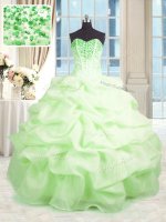 Organza Sweetheart Sleeveless Lace Up Beading and Ruffles Quinceanera Gowns in