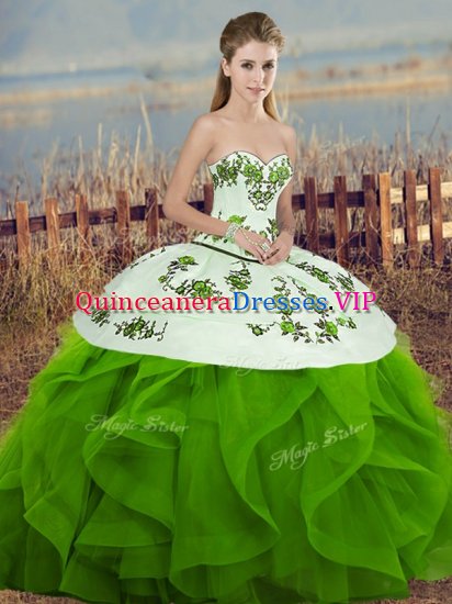 Clearance Floor Length Green Quinceanera Gown Sweetheart Sleeveless Lace Up - Click Image to Close