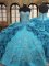 Teal Sleeveless Beading and Embroidery and Ruffles Floor Length Quinceanera Gowns