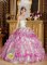 Latest Fuchsia and Apple Green Organza With Appliques Floor-length Peine Germany Quinceanera Dress Sweetheart Ball Gown