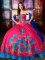 Multi-color Sleeveless Floor Length Embroidery Lace Up Vestidos de Quinceanera