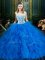 Spectacular Scoop Sleeveless Zipper Sweet 16 Dresses Blue Tulle