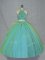 High Quality Beading 15 Quinceanera Dress Green Lace Up Sleeveless