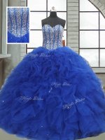 Sweetheart Sleeveless Lace Up Military Ball Dresses Royal Blue Organza