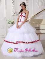 Appliques Decorate Bodice Best White and Wine Red Organza Quinceanera Dresses In Milford New hampshire/NH