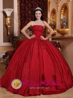 Geneva Illinois/IL Gorgeous Custom Made Red Beaded Decorate Bust Quinceanera Dress With Strapless Taffeta In Michigan