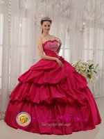 Valentine Nebraska/NE Beautiful Hot Pink Beaded Decorate Bust For Quinceanera Dress With Hand Made Flowers(SKU QDZY375-HBIZ)