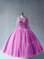 Long Sleeves Lace Up Floor Length Beading Quinceanera Dresses