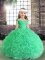 Apple Green Fabric With Rolling Flowers Lace Up Pageant Dress for Teens Sleeveless Floor Length Beading