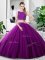 Modern Scoop Sleeveless Tulle Sweet 16 Dress Lace and Ruching Zipper