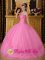 Caldwell Texas/TX Rose Pink Sweetheart Neckline Floor-length Ball Gown Quinceanera Dress For Appliques Decorate