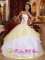 Mont-Saint-Aignan France Romantic White and Light Yellow Quinceanera Dress With Embroidery Decorate