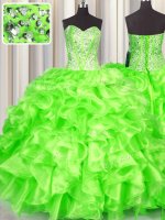 Top Selling Sleeveless Lace Up Floor Length Beading and Ruffles 15 Quinceanera Dress