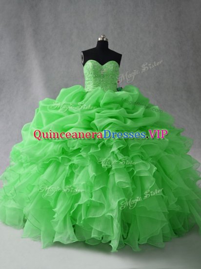 Decent Lace Up 15th Birthday Dress Beading and Ruffles and Pick Ups Sleeveless Floor Length - Click Image to Close