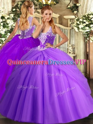 Extravagant Floor Length Ball Gowns Sleeveless Lavender Vestidos de Quinceanera Lace Up