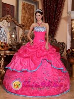 Benton Kentucky/KY Custom Made Beading With Hot Pink Quinceanera Dress