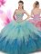 Best Tulle Sweetheart Sleeveless Lace Up Beading and Ruffles Sweet 16 Dress in Multi-color