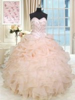 Noble Sweetheart Sleeveless Organza Quinceanera Dress Beading and Ruffles Lace Up