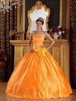 Embroidery and Bowknot For Beautiful Orange Quinceanera Dress Strapless Floor-length Satin In Adel Iowa/IA