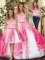 Superior Three Pieces Quinceanera Gown Hot Pink Scoop Tulle Sleeveless Floor Length Clasp Handle