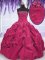 Taffeta Strapless Sleeveless Lace Up Embroidery and Pick Ups Quinceanera Dresses in Hot Pink