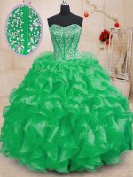 Great Floor Length Lace Up Quinceanera Dresses for Military Ball and Sweet 16 and Quinceanera with Beading and Ruffles