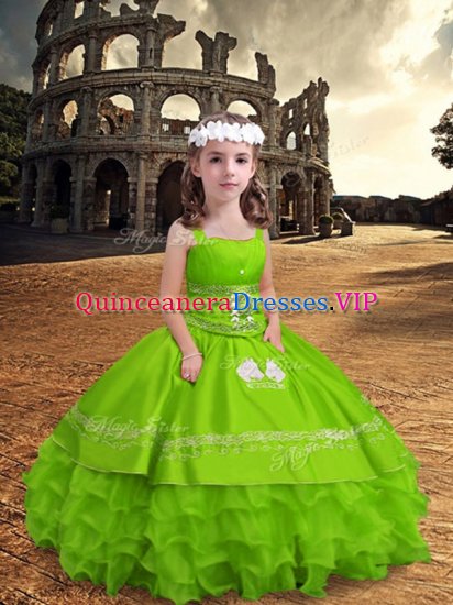 Floor Length Yellow Green Glitz Pageant Dress Straps Sleeveless Zipper - Click Image to Close