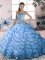 Ball Gowns Sleeveless Blue Quince Ball Gowns Brush Train Lace Up