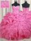 Organza Sweetheart Sleeveless Lace Up Beading and Ruffles and Pick Ups Military Ball Dresses For Women in Rose Pink