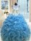 Baby Blue Scoop Neckline Beading and Ruffles Military Ball Gown Sleeveless Zipper