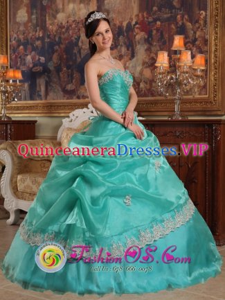 Customize A-line Sweetheart neckline Appliques and Ruch Quinceanera Dresses With Pick-ups In Cordova Alaska/AK