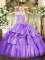 Super Off The Shoulder Sleeveless Lace Up Vestidos de Quinceanera Lavender Organza and Taffeta