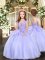 Graceful Lavender Straps Lace Up Beading Glitz Pageant Dress Sleeveless