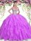 Purple Quinceanera Dress Military Ball and Sweet 16 and Quinceanera with Beading and Ruffles Sweetheart Sleeveless Lace Up