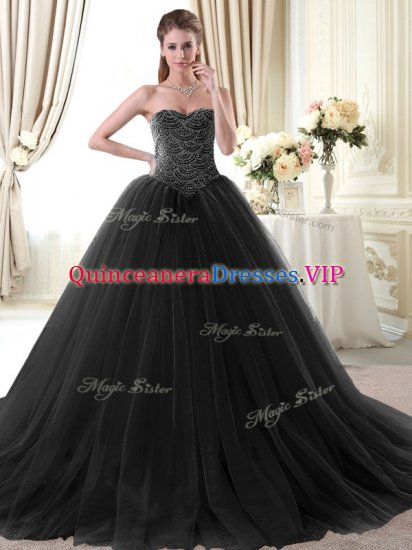 Exceptional Floor Length Ball Gowns Sleeveless Black 15th Birthday Dress Lace Up - Click Image to Close