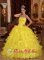 Yellow Ruffles Layered Ruches Bodice Amazing Quinceanera Dress In New York