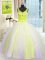 Multi-color Ball Gowns Tulle V-neck Sleeveless Beading and Sequins Floor Length Lace Up Quinceanera Gowns