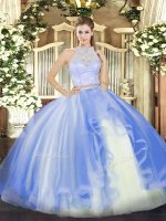 Stylish Tulle Sleeveless Floor Length 15 Quinceanera Dress and Lace and Ruffles(SKU SJQDDT1632002-2BIZ)