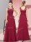 Sleeveless Floor Length Beading and Appliques Zipper Dama Dress for Quinceanera with Burgundy